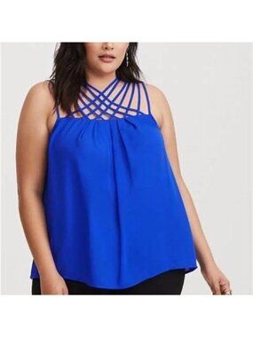 torrid Electric Blue Strappy Halter Blouse